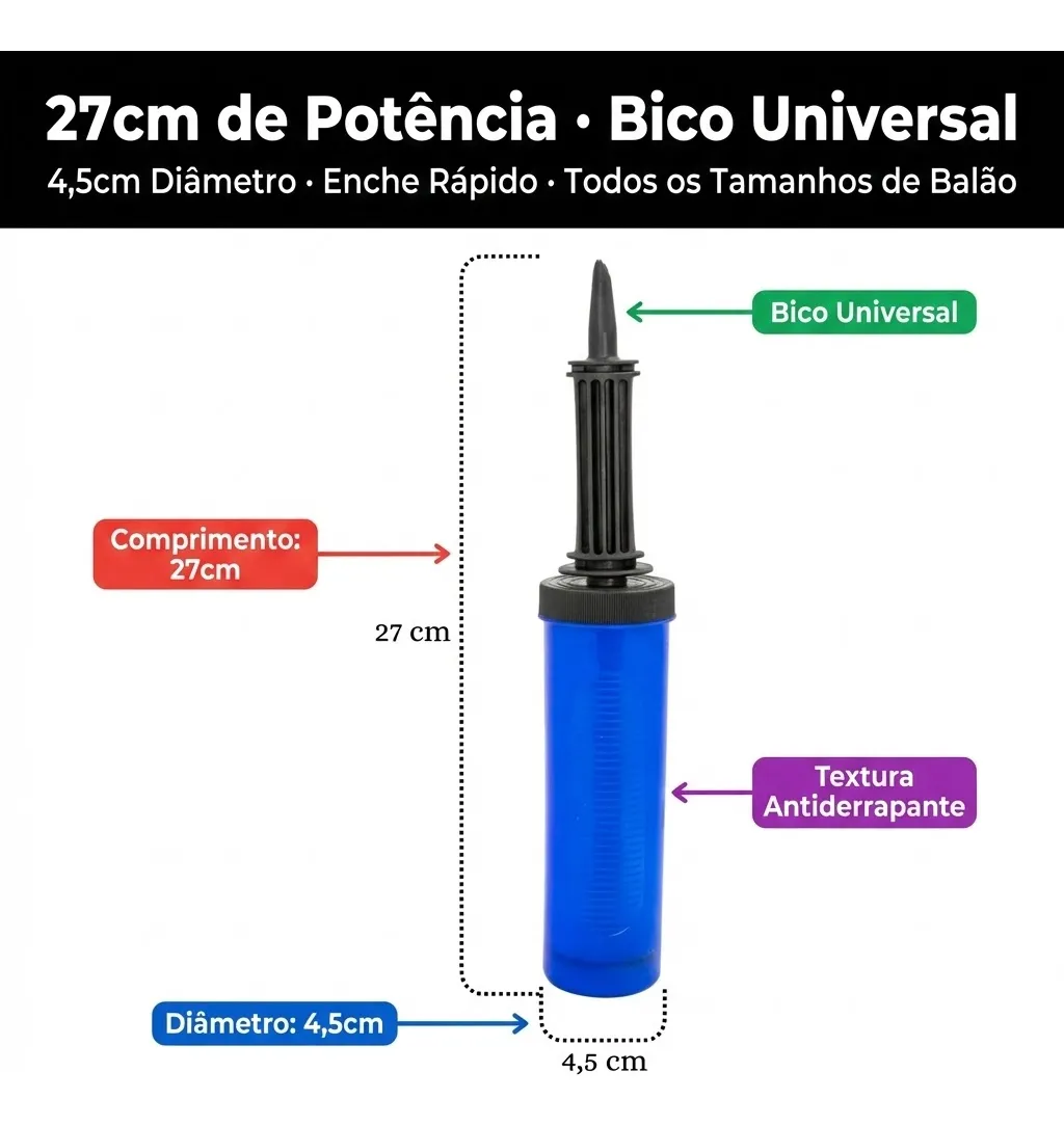 Bomba Inflador De Ar Balões Bexigas Bombinha Para Balão