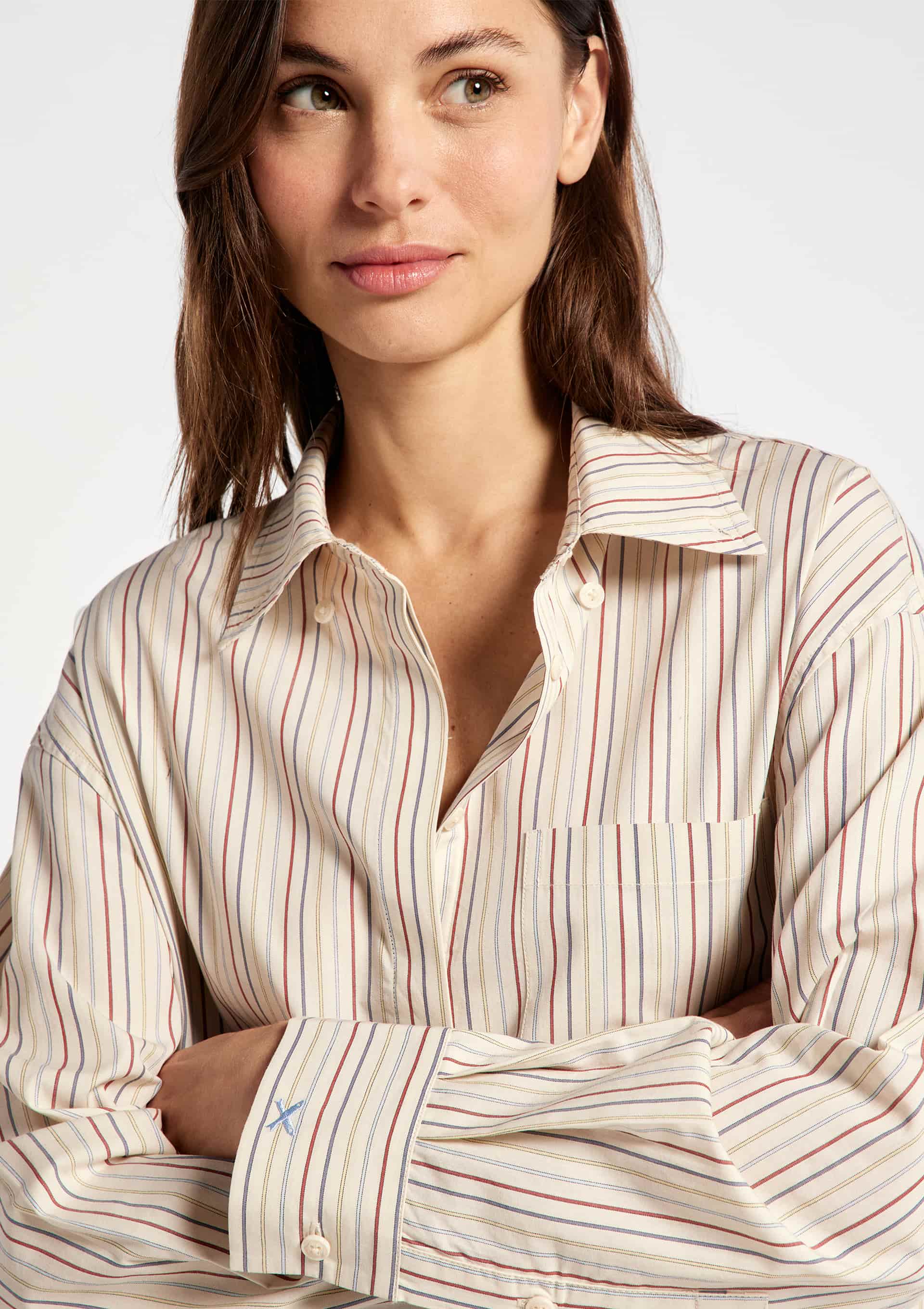 Camisa Feminina Manga Longa Fio Tinto - Off white