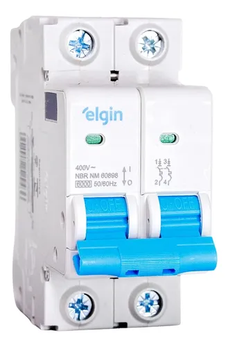 Disjuntor Bipolar Duplo Elgin 2p Curva C 6a A 63a