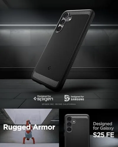 Spigen Capa para Galaxy S25 FE, Rugged Armor (2025) [Sem anel magnético] [Proteção de nível militar] - Preto fosco