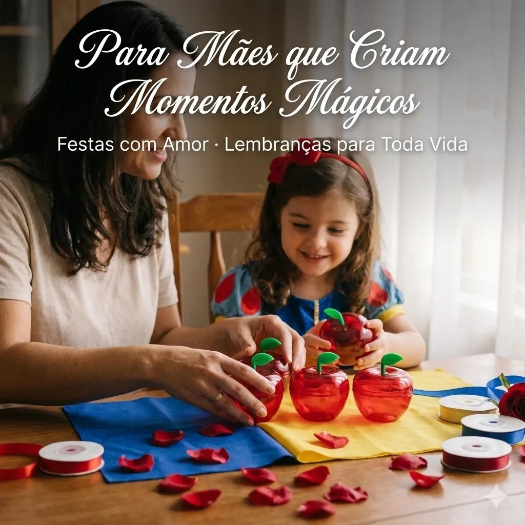 50 Mini Maçã Acrílico Branca De Neve - Festa - Menor Preço!!