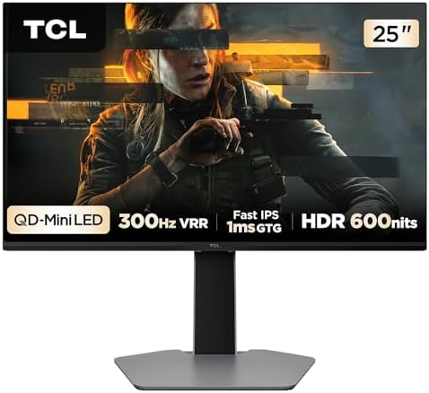 Monitor Gamer TCL 25 Polegadas QLED Mini LED Full HD G64 300Hz 1ms (GtG) Freesync HDR 600 nits 25G64