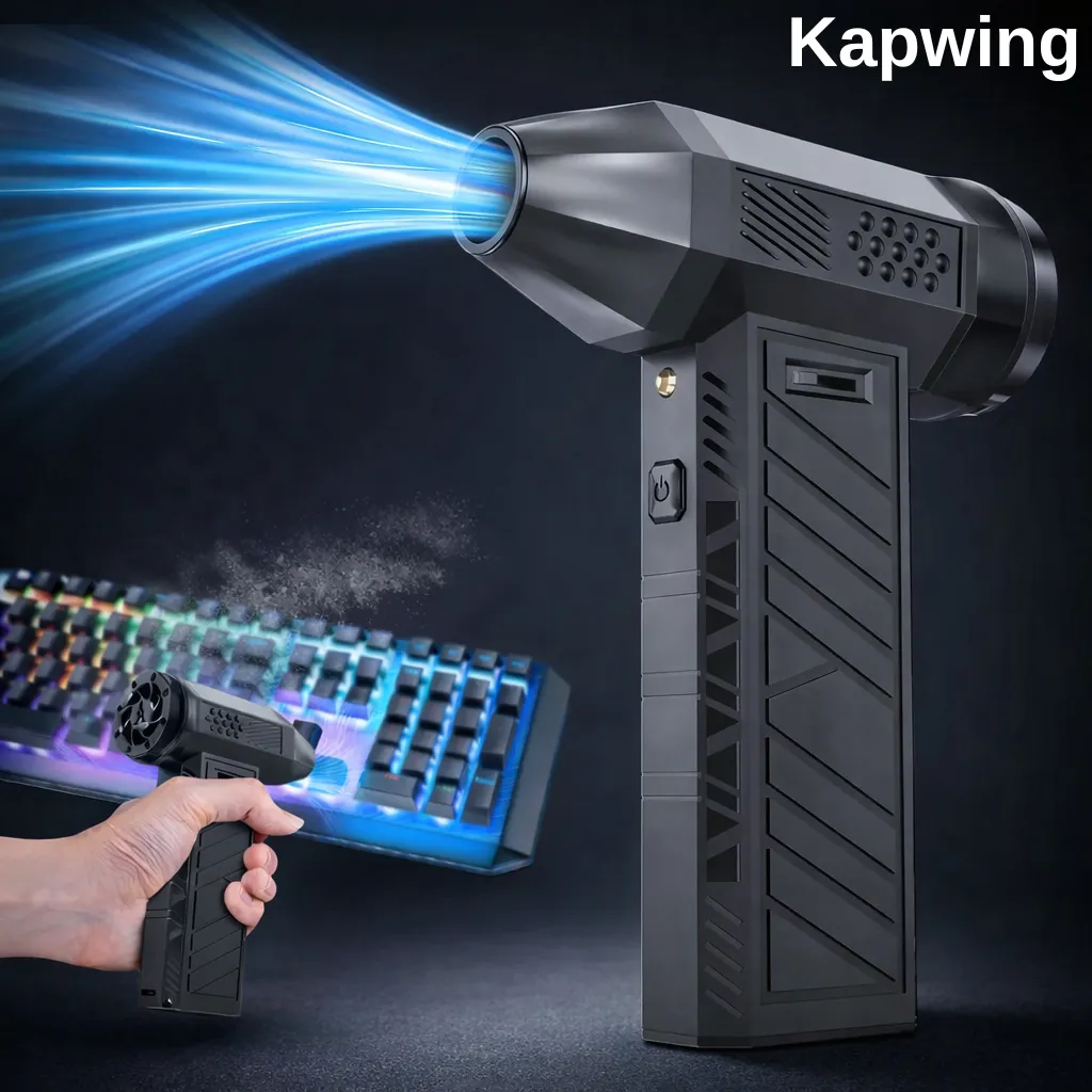 Mini Soprador Ventilador De Ar Turbo Jato 130000 Rpm Elétrico Sem Fio + 3 Potências Aspirador Bateria 3000mah Portátil Vento Forte Portátil Recarregavel Bico Magnético Cor Preto Kapwing