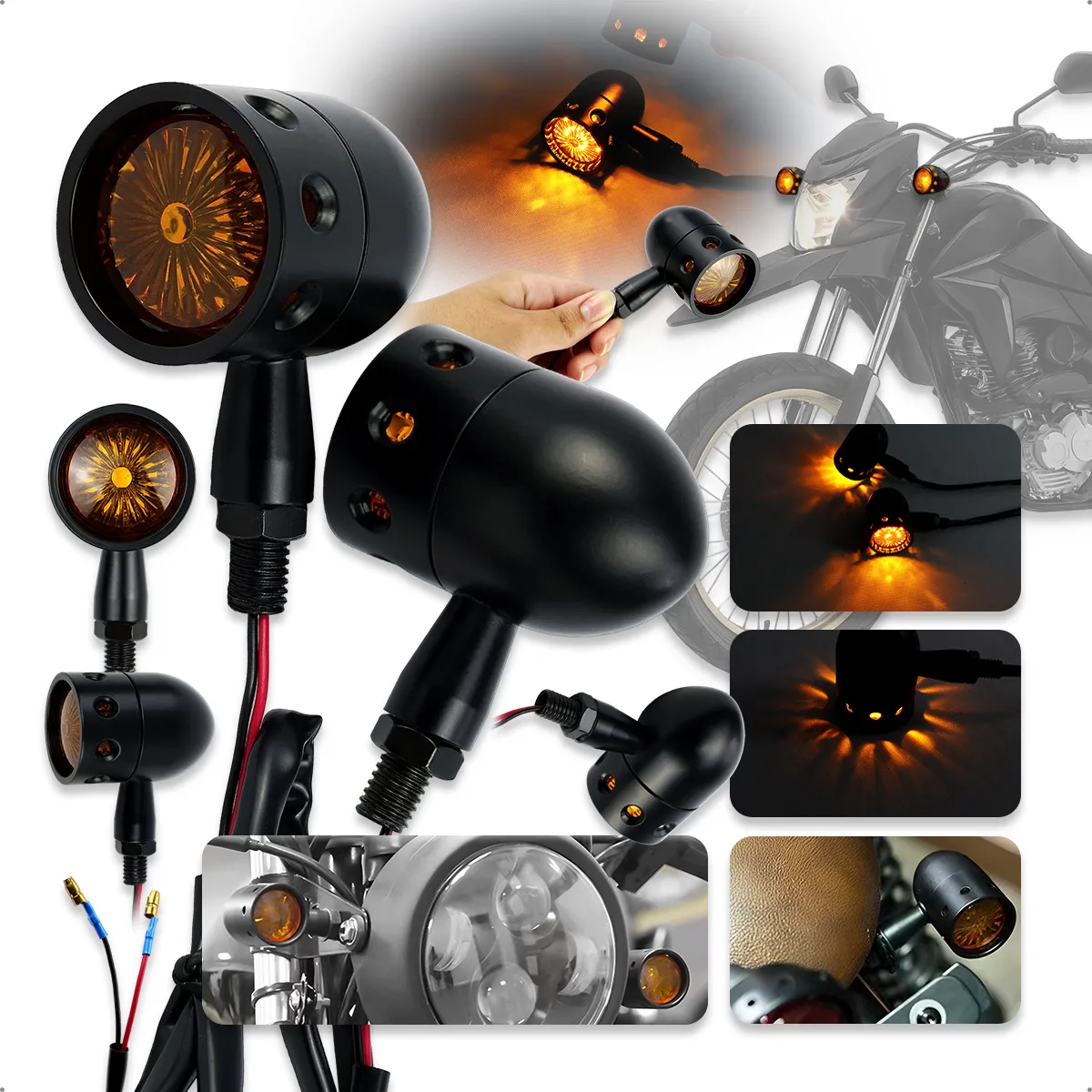 Pisca Seta Bala Bullet Redondo Moto Harley Custom Bullet