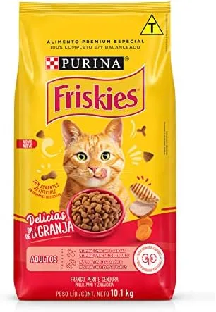Purina Ração Friskies Delícias Da Fazenda Para Gatos Adultos Sabor Frango - 10Kg - Sabor Frango