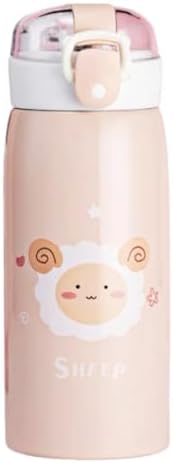 Garrafa Térmica Garrafinha Térmica Infantil Inox Canudo Trava 350 ml - Desenho Carneiro - TYDA