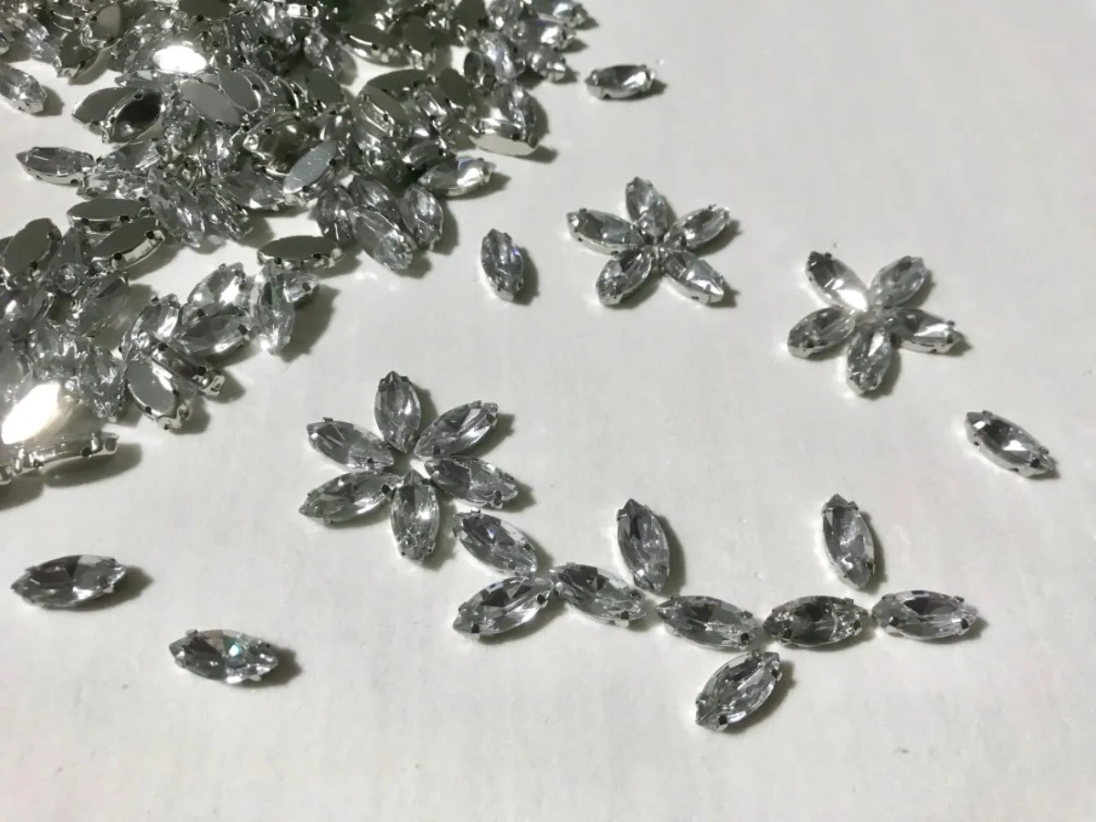 Strass Engrampado Caixa Metal Navete Arroz 6x12mm 50 Peças