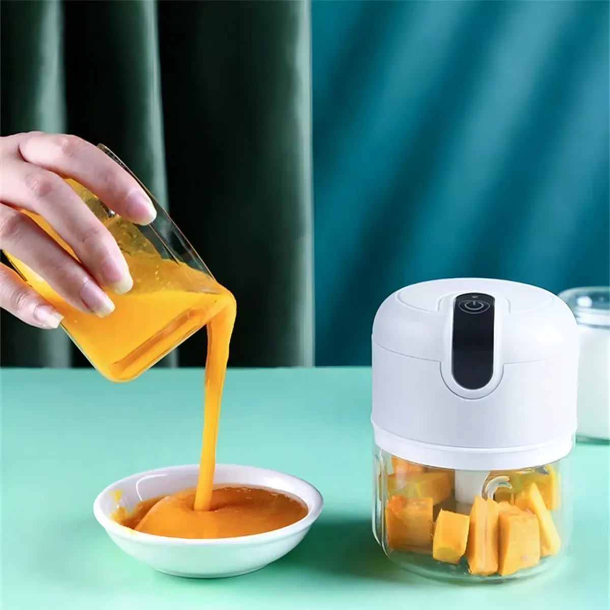 Mini Processador Moedor De Alimentos 250mL 3 Lâminas usb potente alho cebola cor sortidos