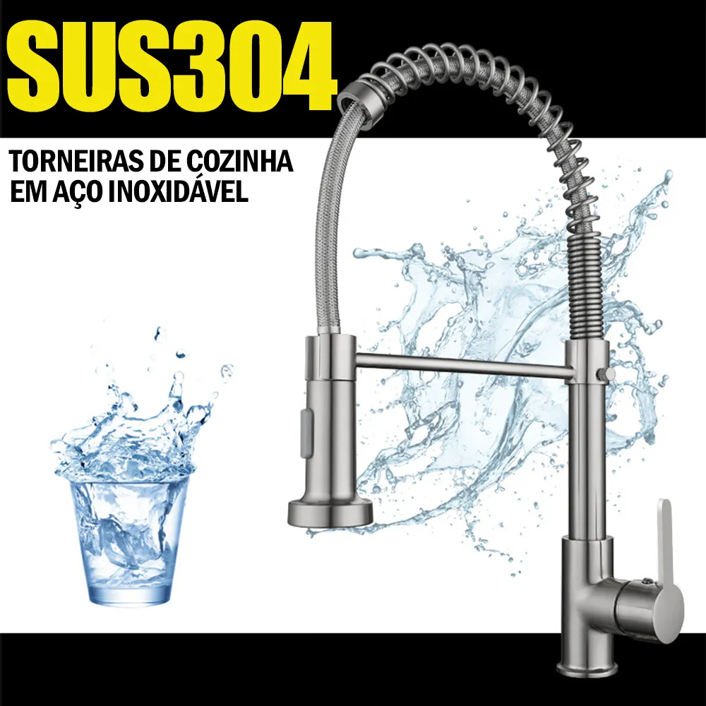 Torneira Cozinha Gourmet Bancada Flexível Monocomando Pia Acabamento B22-silvery Cor Prateado