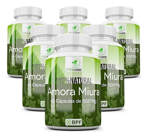 Amora Miúra Pura E Natural 360 Cápsulas De 500mg Kit 6 Potes