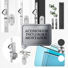 Porta Sacada De Aluminio Preto 2 Folhas Móveis Linha 25 Com Fechadura 2,10x1,50