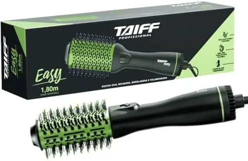 Escova Taiff Easy Oval, Secadora, Alisadora e Volumizadora, Verde, 220V