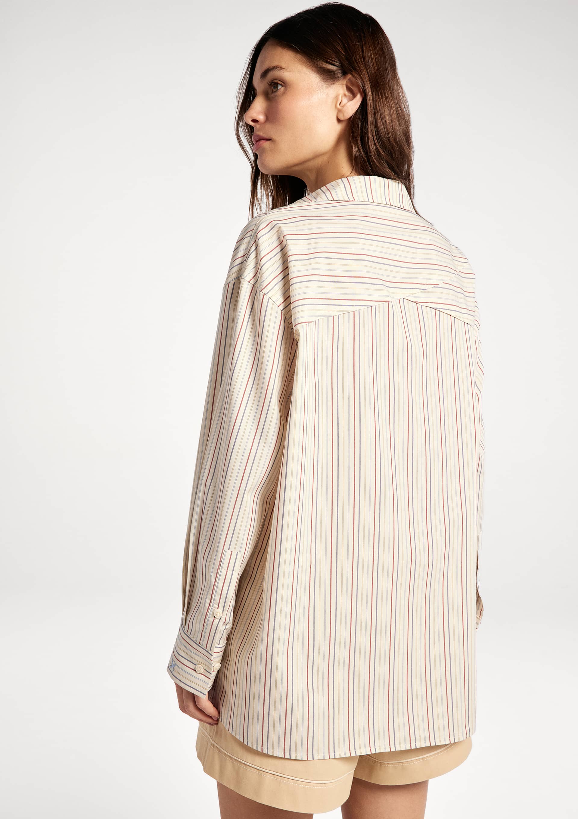 Camisa Feminina Manga Longa Fio Tinto - Off white