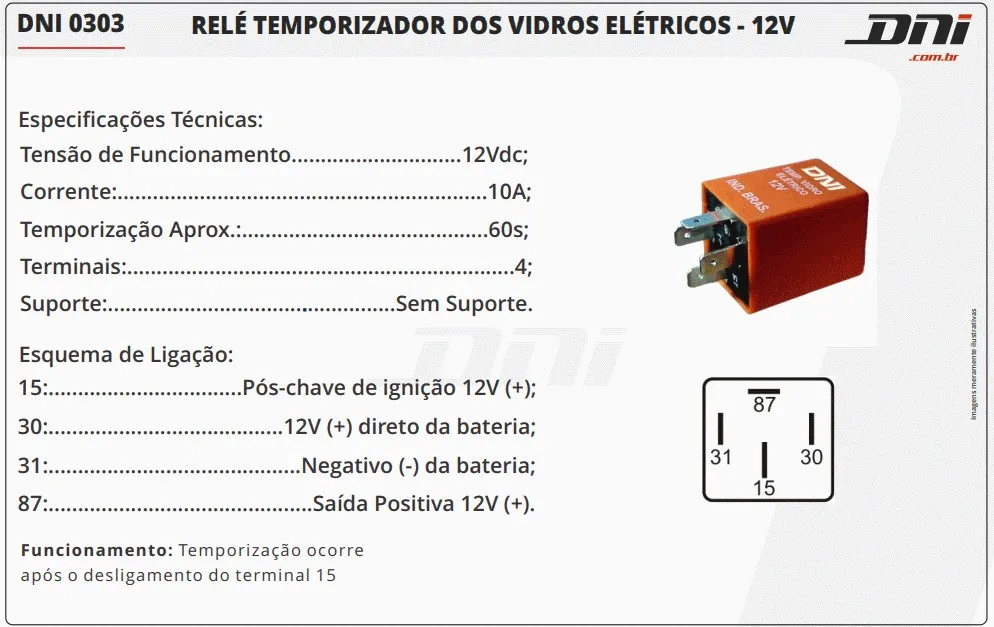 Rele Temporizador Trava Eletrica 12v 60 Segundos - Dni 0303