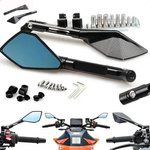 Kit Retrovisor Esportivo Aluminio Preta Moto Fazer Ys 250