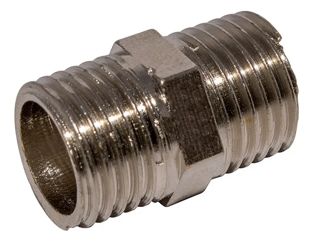 10 Niple Macho X Macho Rosca 1/4 Bsp - Latão / Ar Comprimido