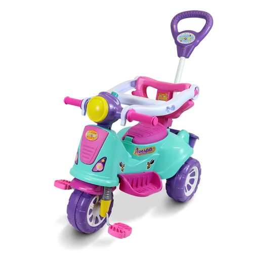 Triciclo Infantil Kids Avespa Carrinho De Passeio Com Empurrador Pink