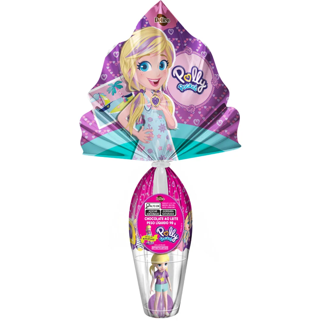 Ovo de Páscoa Delice Polly Infantil Chocolate ao Leite 90g com Miniatura de Brinde
