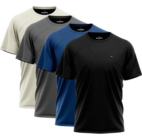 Kit 4 Camiseta Dry-fit Sandrini Masculina Academia Caminhada