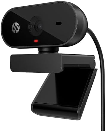 Webcam 1080p HP 320 - com Ajuste Automático de Luz, Conexão USB Plug and Play, Ângulo Largo de 66 Graus, Imagem Full HD com Microfone Integrado e Rotação 360 (53X26AA#ABL)