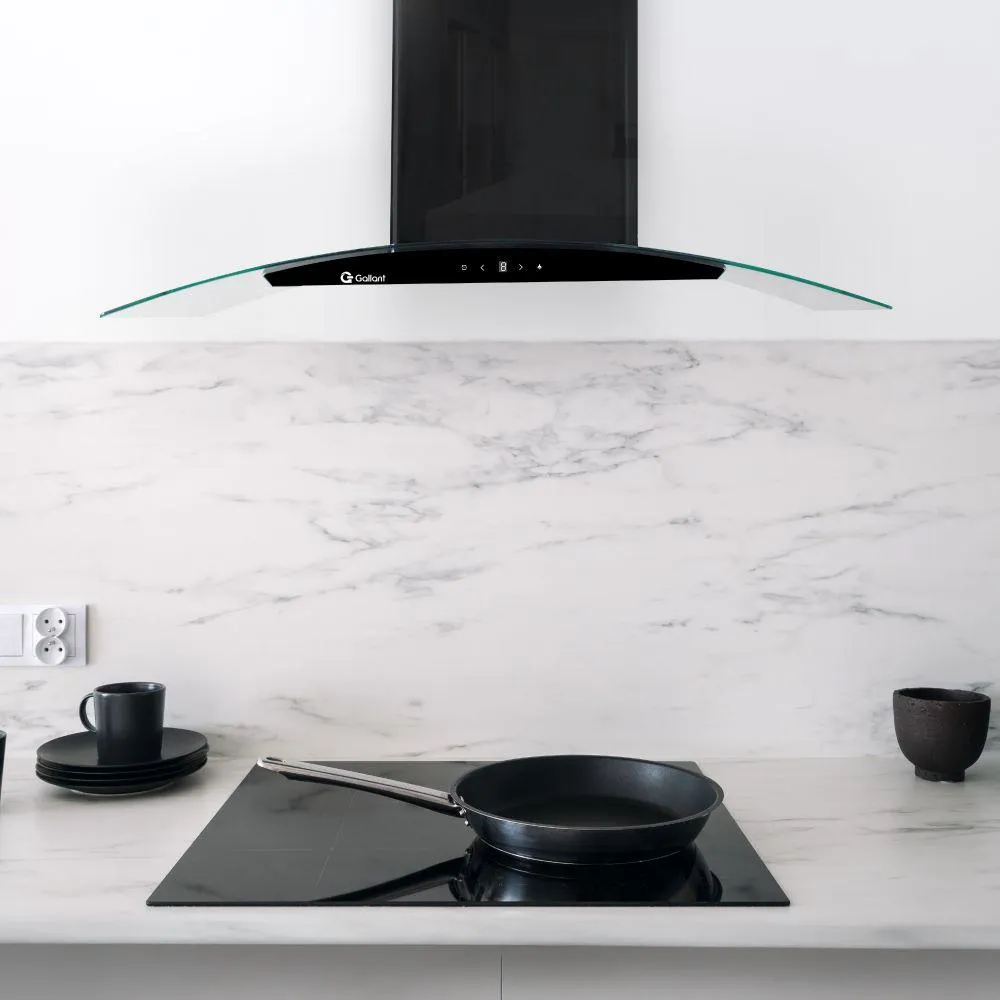 Coifa Parede Gallant Milano Vidro Curvo Preta 90cm 127v