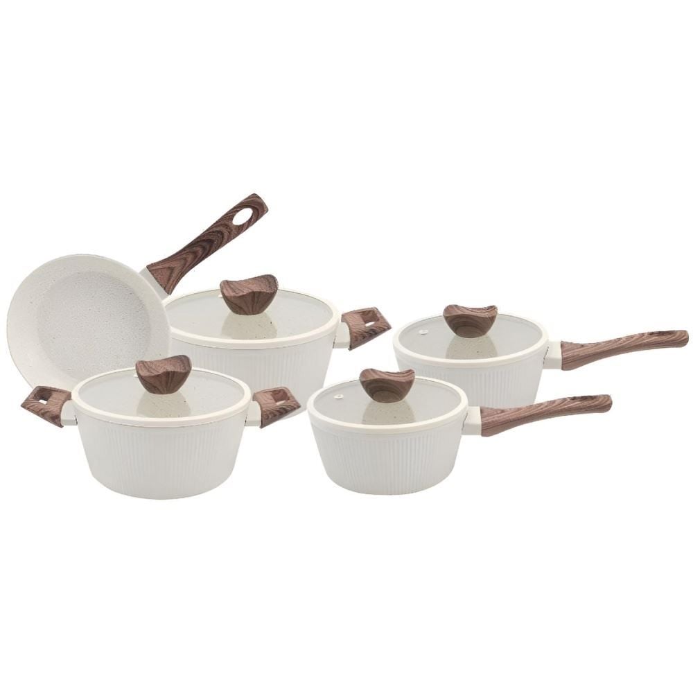 Jogo de Panelas Elegance Indução Havan Casa 5 Peças - Baunilha