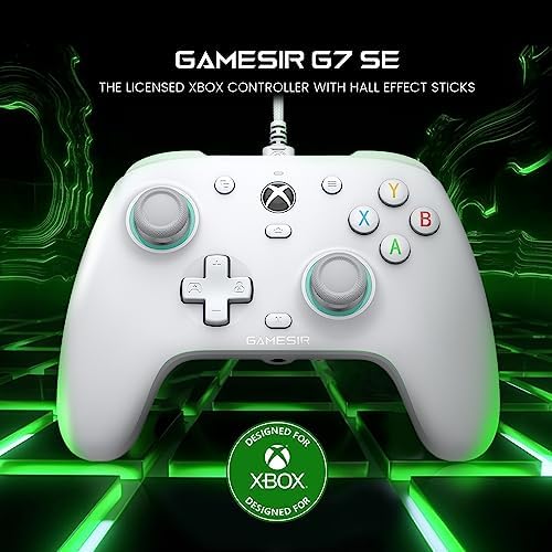 GameSir G7 SE Controle com Fio para PC, Xbox One, Xbox Series X|S, Gamepad para Jogos Plug and Play com Joysticks Hall/Gatilho Hall, Conector de Audio de 3,5 mm