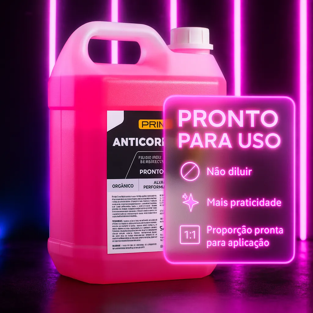 Líquido Refrigerante Anticorrosivo Orgânico Diluído Rosa 5l