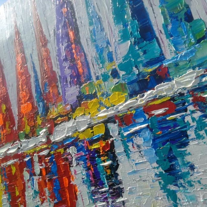 Pintura tela veleiros espatulado