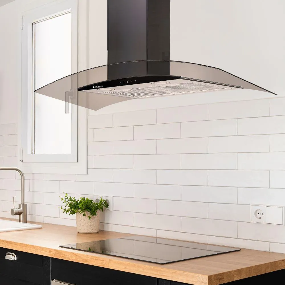 Coifa Parede Gallant Milano Vidro Curvo Preta 90cm 127v