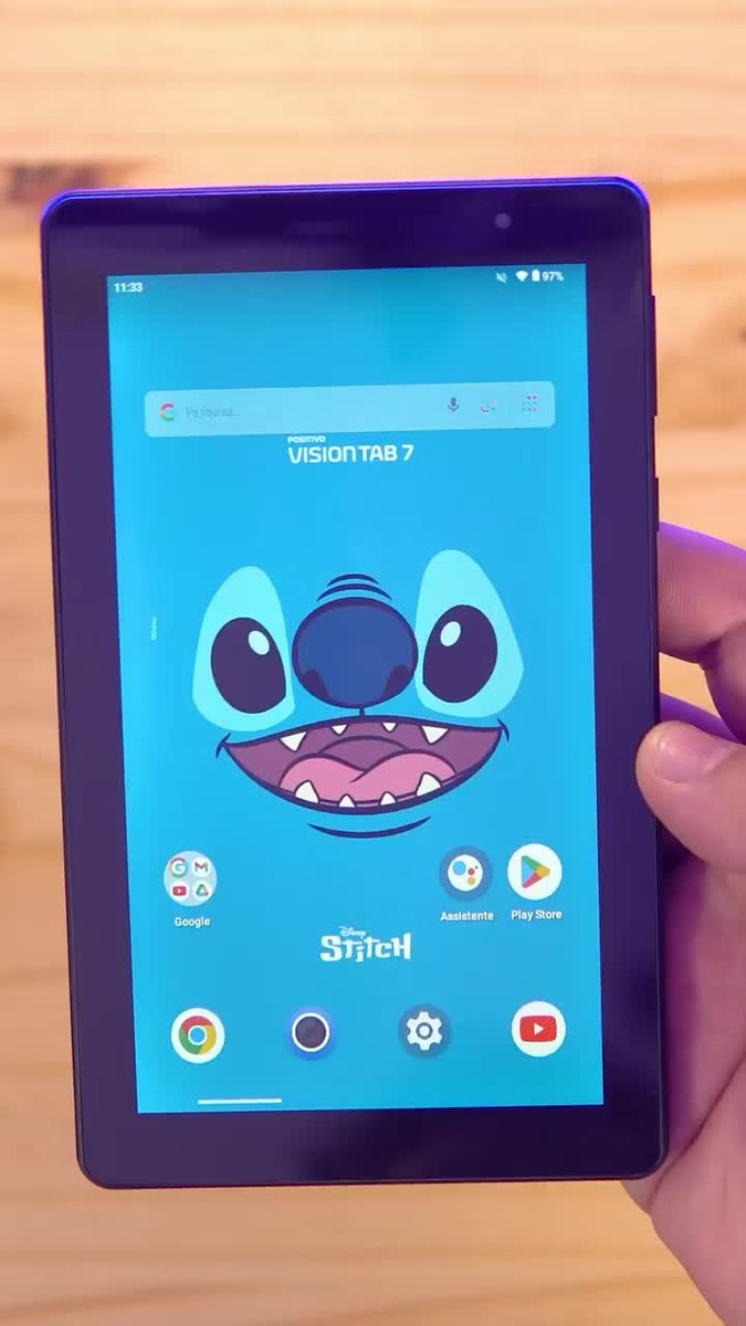 Tablet Infantil Stitch Positivo Vision Tab 7 - Processador Octa-Core 3GB RAM 64GB Armazenamento, Tela 7 IPS, Bateria 3100mAh, Android 14 GO, Wi-Fi - Inclui Capa de Proteção e Capa de Transporte