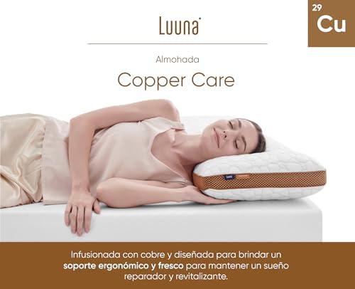 Luuna Travesseiro Copper Care, Memory Foam e Cobre, Firmeza Media, 40 cm x 60 cm