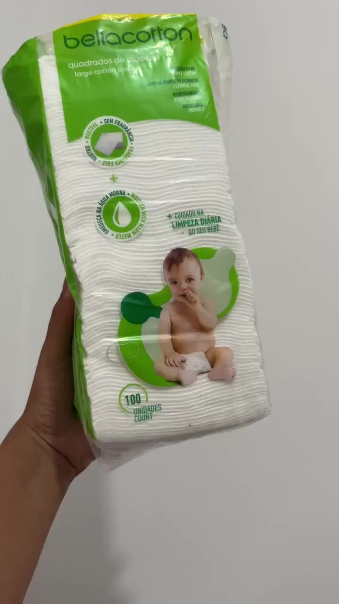 Algodão Quadrado Bellacotton 3 Pacotes com 100un Cada - Uso Higiêne Bebê, Estetica, Limpeza