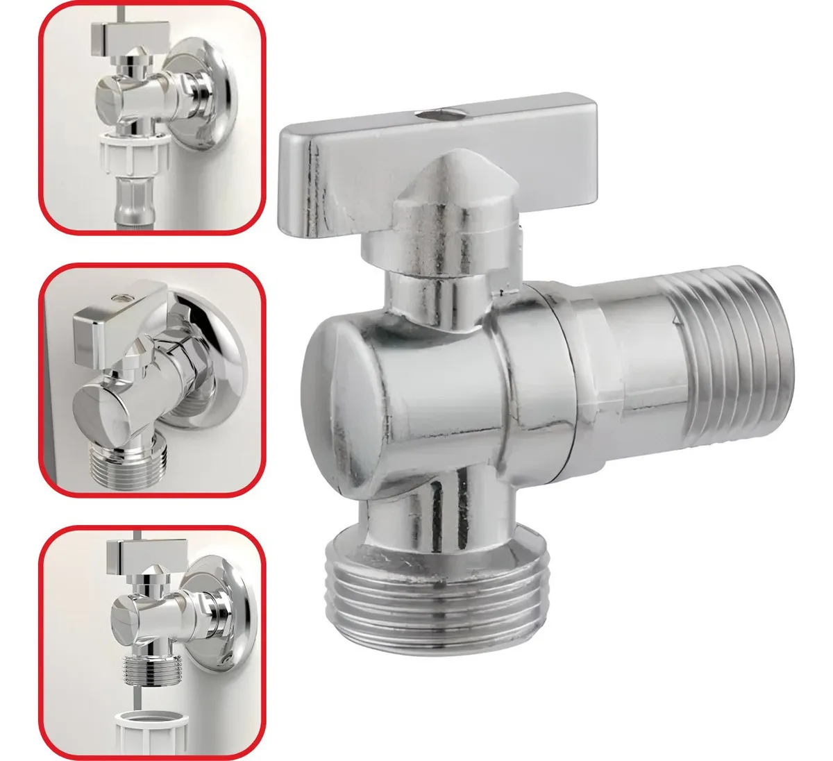 Registro De Esfera Para Máquina De Lavar Mod Ry 050 Acabamento Cromado Cor Prateado