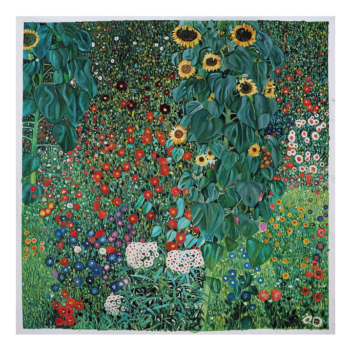 Quadro Klimt, Farm Garden With Sunflowers, Tela 60x60cm Luxo