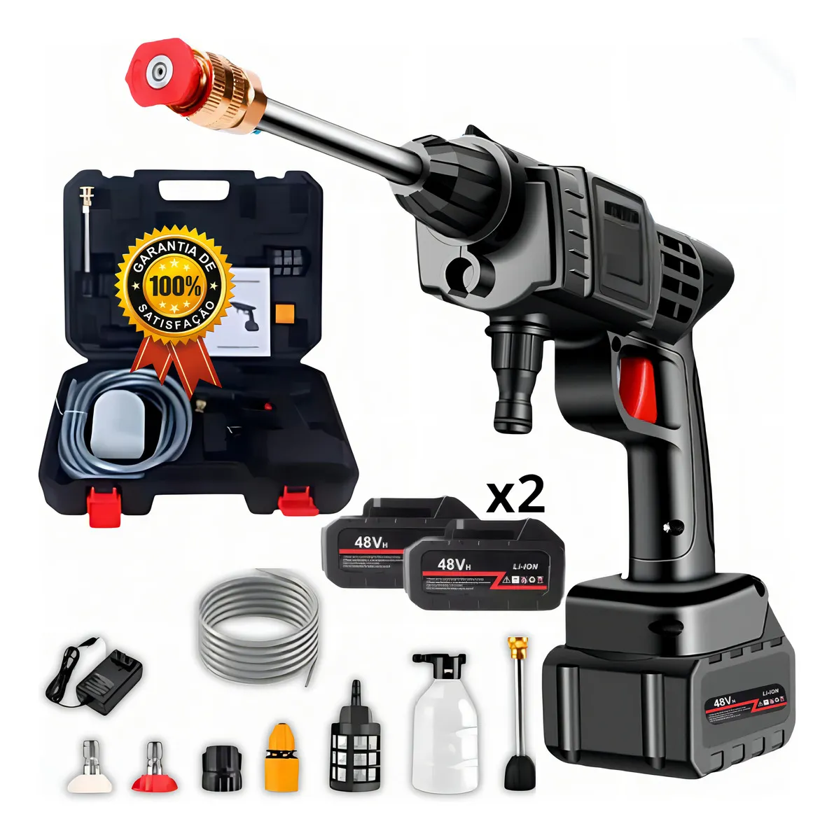 Lavadora Potente Portátil 2 Baterias Preto