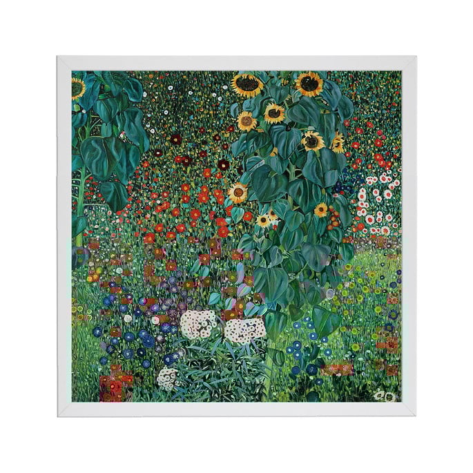 Quadro Klimt, Farm Garden With Sunflowers, Tela 60x60cm Luxo