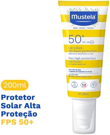 Mustela Protetor Solar 200ml FPS 50+ Filtro Solar Rosto e Corpo Para Bebês, Crianças e Adultos - Alta Proteção Solar com Fórmula Hipoalergênica para Todos os Tipos de Pele