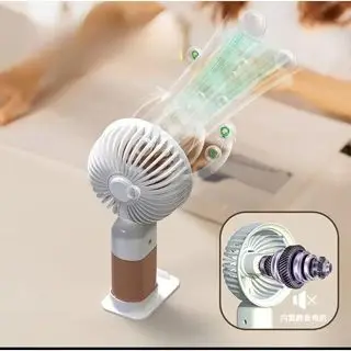 Mini Ventilador Portátil Silencioso Recarregável  Mão/Mesa com Suporte de Celular.