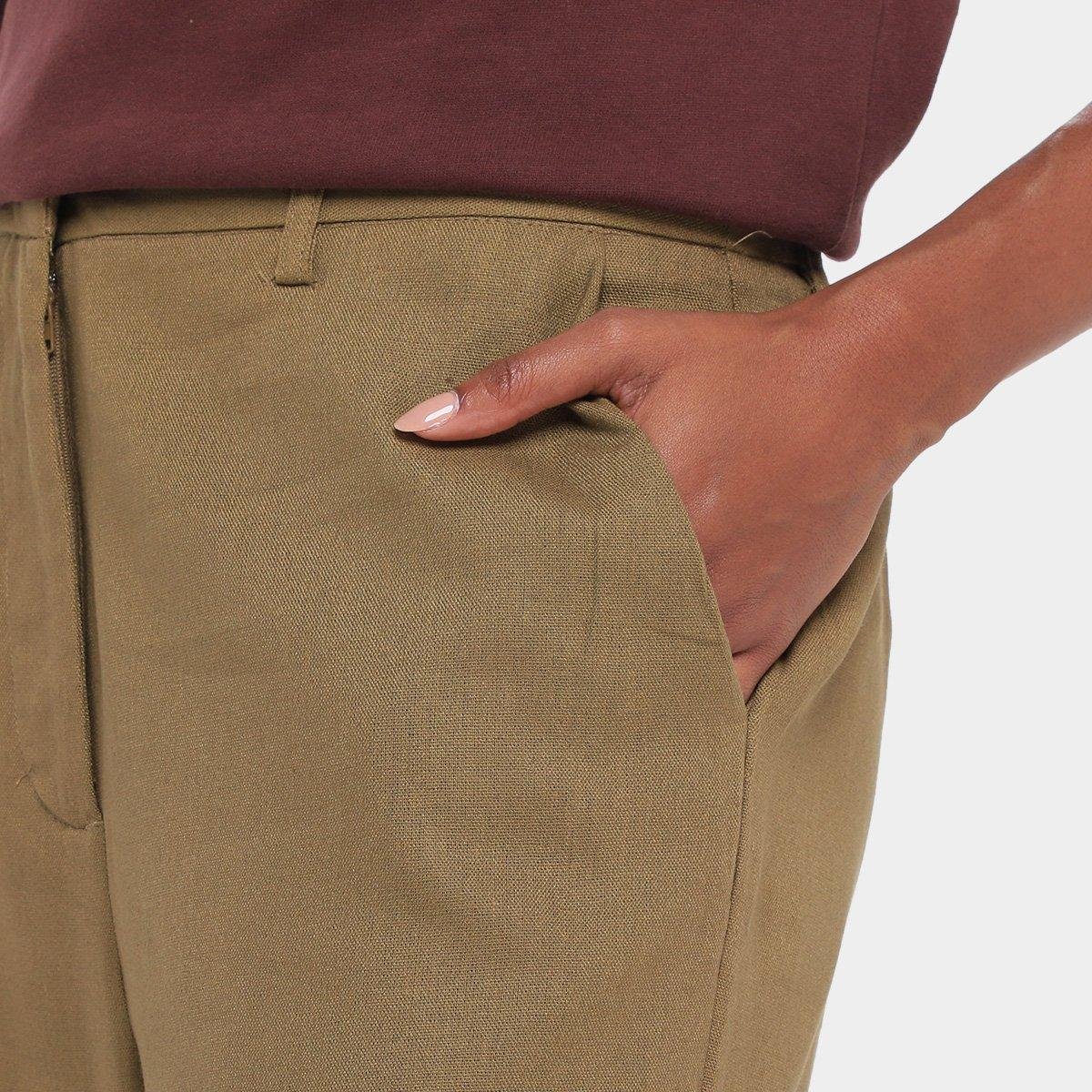 Calça Hering Alfaiataria Reta Feminina - Marrom