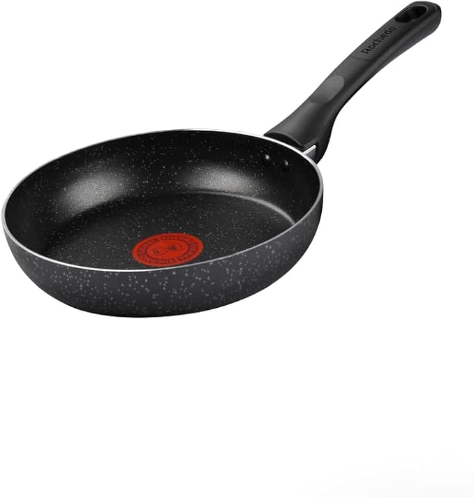 Frigideira Rochedo Stone Pro 20cm Preta com Efeito Pedra e Antiaderente Minerium, Alta Resistência e Durabilidade, Cabos Ergonômicos e Base Limpa Fácil