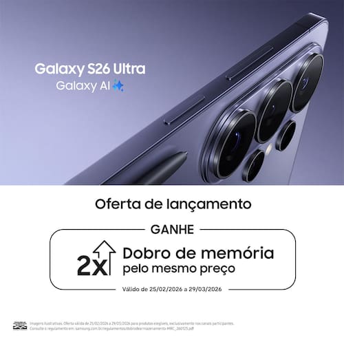 Smartphone Samsung Galaxy S26 Ultra 5G Tela 6.9" 512GB Câmera Quadrupla 200MP - Azul