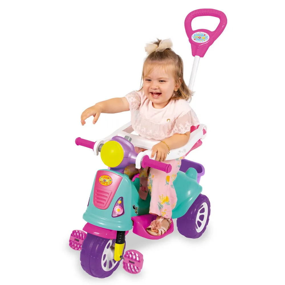 Triciclo Infantil Kids Avespa Carrinho De Passeio Com Empurrador Pink