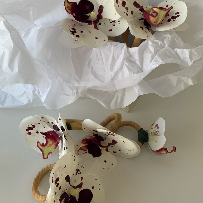 Kit 12 Argolas Guardanapos Orquídeas Branca