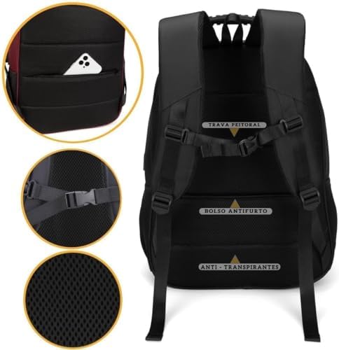 Mochila Bolsa Masculina Feminina Notebook Anti Furto Reforçada Semi Impermeável Escolar Faculdade Trabalho Viagem Resistente Executiva Cabo De Aço Saída Usb SAÍDA Fone DE OUVIDO - 2102 preto