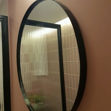 Espelho redondo madeira 120cm.