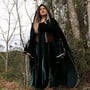 Vestido medieval elfa verde conjunto com capa