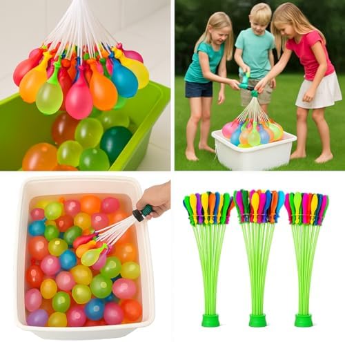 Kit 222 Bexigas de Água – Enchimento Rápido com 2 Adaptadores – Coloridas para Guerra de Balões, Festas Infantis, Piscina e Eventos ao Ar Livre