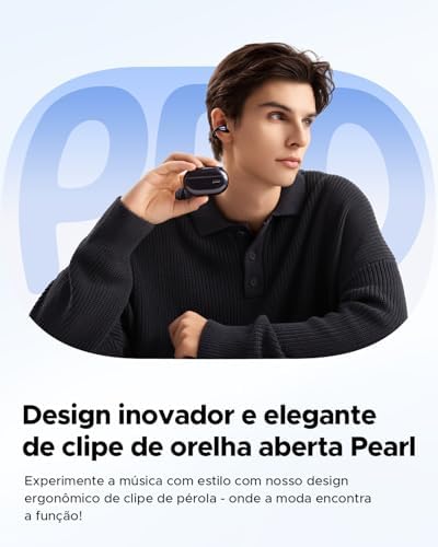 SoundPEATS PearlClip Pro Fones de Ouvido Bluetooth 5.4 de Ouvido Aberto com Presilha, IPX5 à Prova d'Água, 24H de Bateria, Controle por APP, Fones Esportivos para Corrida, Ciclismo e Fitness
