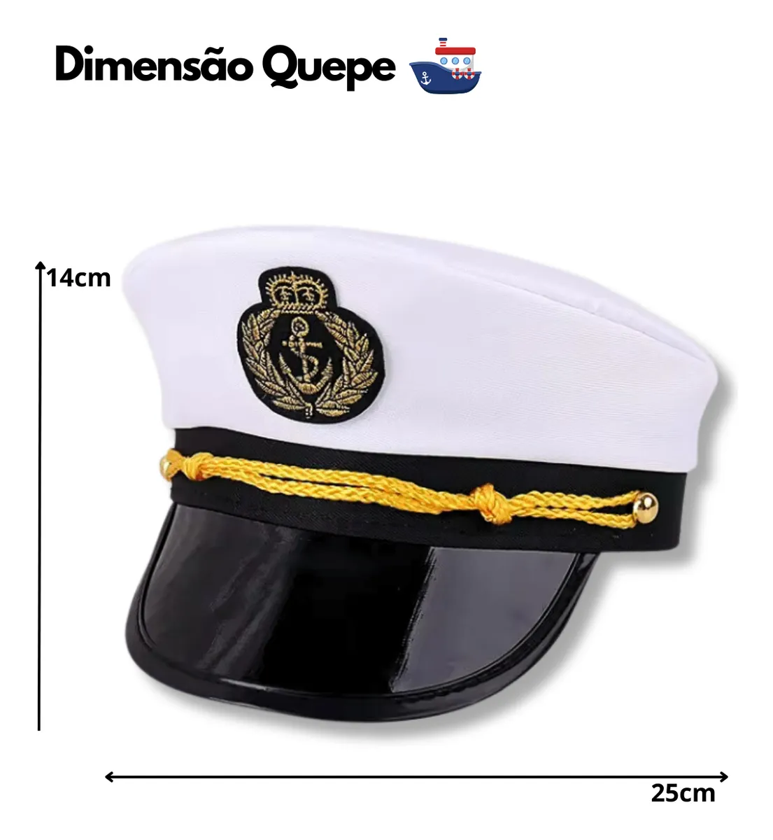 Boina Chapéu Quepe Marinheiro Cosplay Fantasia Festa